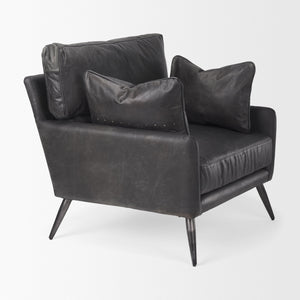 Cochrane 34.5L x 33.0W x 32.5H Black Leather Wrapped Chair