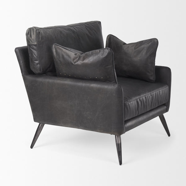 Cochrane 34.5L x 33.0W x 32.5H Black Leather Wrapped Chair