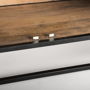 Sloan 85.5H Black Wood W/Black Metal Frame Arch Cabinet