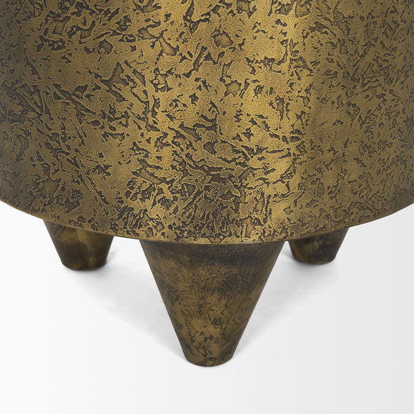 Rosh Textured Gold Metal w/ Acid Wash  Accent Table