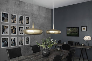Clava Dine Hardwired Pendant in Brass with White Cord