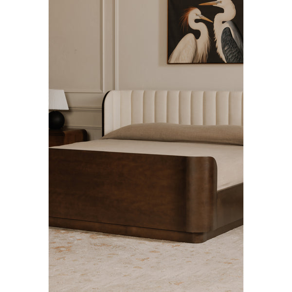 Moe's Scarlette Queen Bed in Cream Upholstery