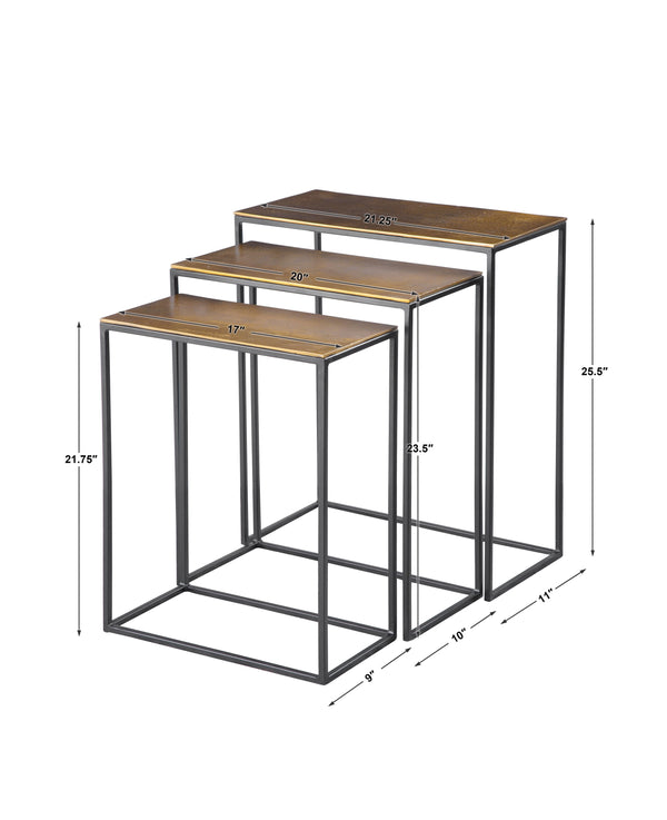 Coreene Nesting Tables S/3 In Gold