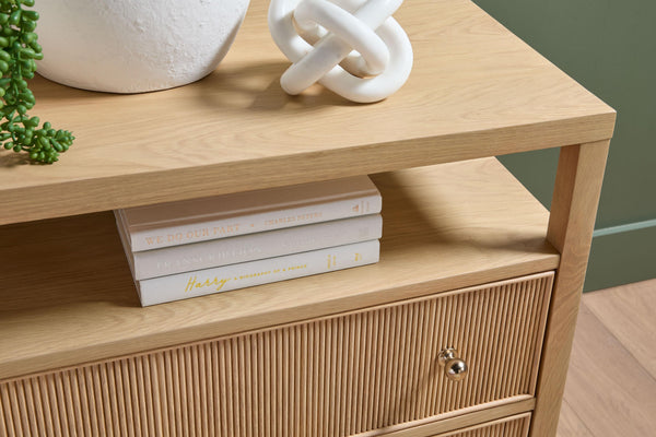 Highland Open Shelf, 2-Drawer Nightstand