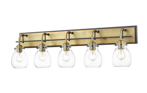 Kraken 5 Light Vanity in Matte Black + Olde Brass Finish