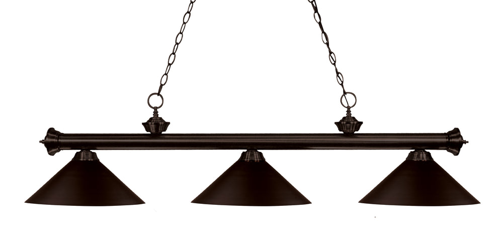 Riviera 3 Light Billiard Light in Bronze Finish
