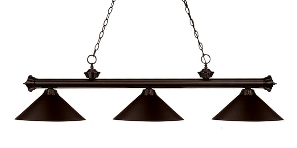 Riviera 3 Light Billiard Light in Bronze Finish
