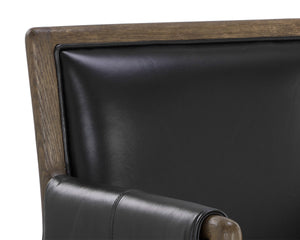 MAUTI DINING ARMCHAIR - DISTRESSED BROWN - CORTINA BLACK LEATHER