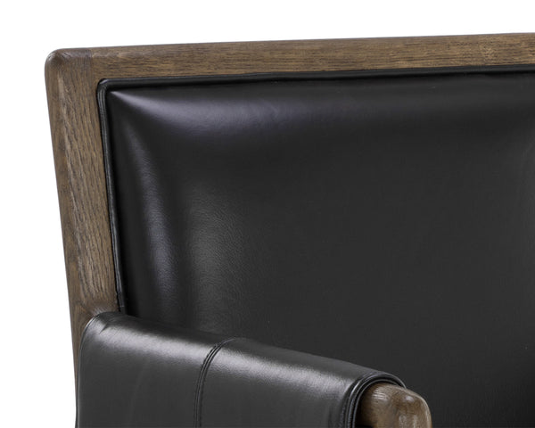 MAUTI DINING ARMCHAIR - DISTRESSED BROWN - CORTINA BLACK LEATHER