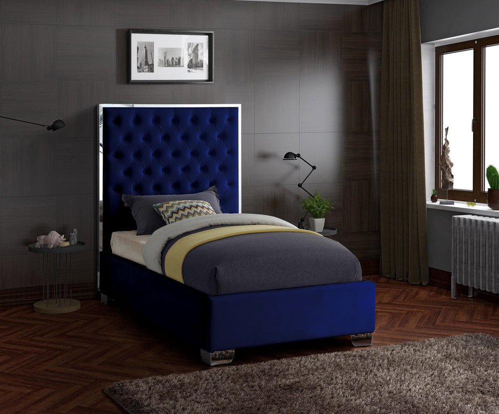 Priscilla Twin Bed In Navy Velvet