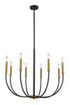 Haylie 8 Light Chandelier in Matte Black + Olde Brass Finish