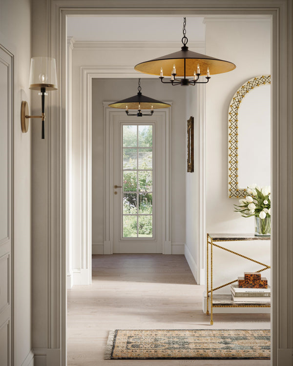 Brussels Chandelier In French Black & Contemporary Gold