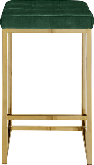 Pearl Stool In Green Velvet