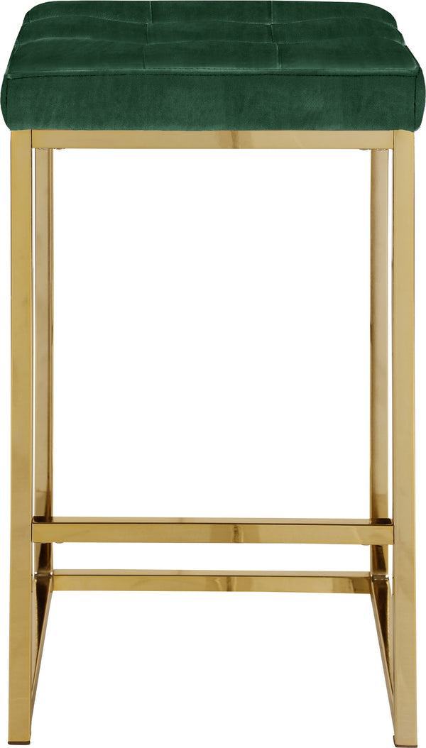 Pearl Stool In Green Velvet