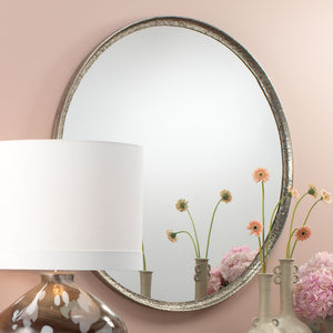 Refined Iron Round Wall Mirror, Silver