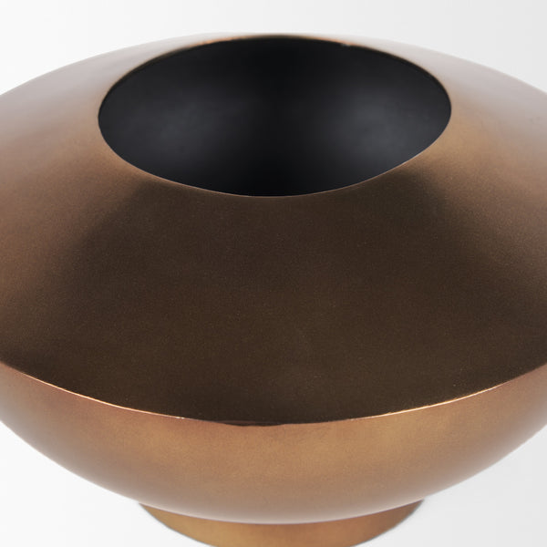 Quiana Medium Textured Gold Metal Vase