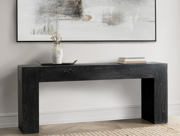 Bristol Solid Wood Rectangle Console Table - Aged Black