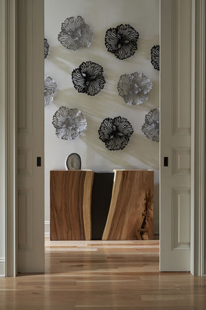 Flower Wall Art, Extra Small, Gray, Metal