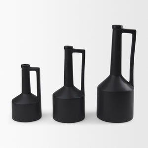 Burton 10.8H Small Matte Black Ceramic Jug Vase