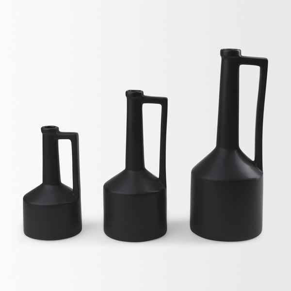 Burton 10.8H Small Matte Black Ceramic Jug Vase