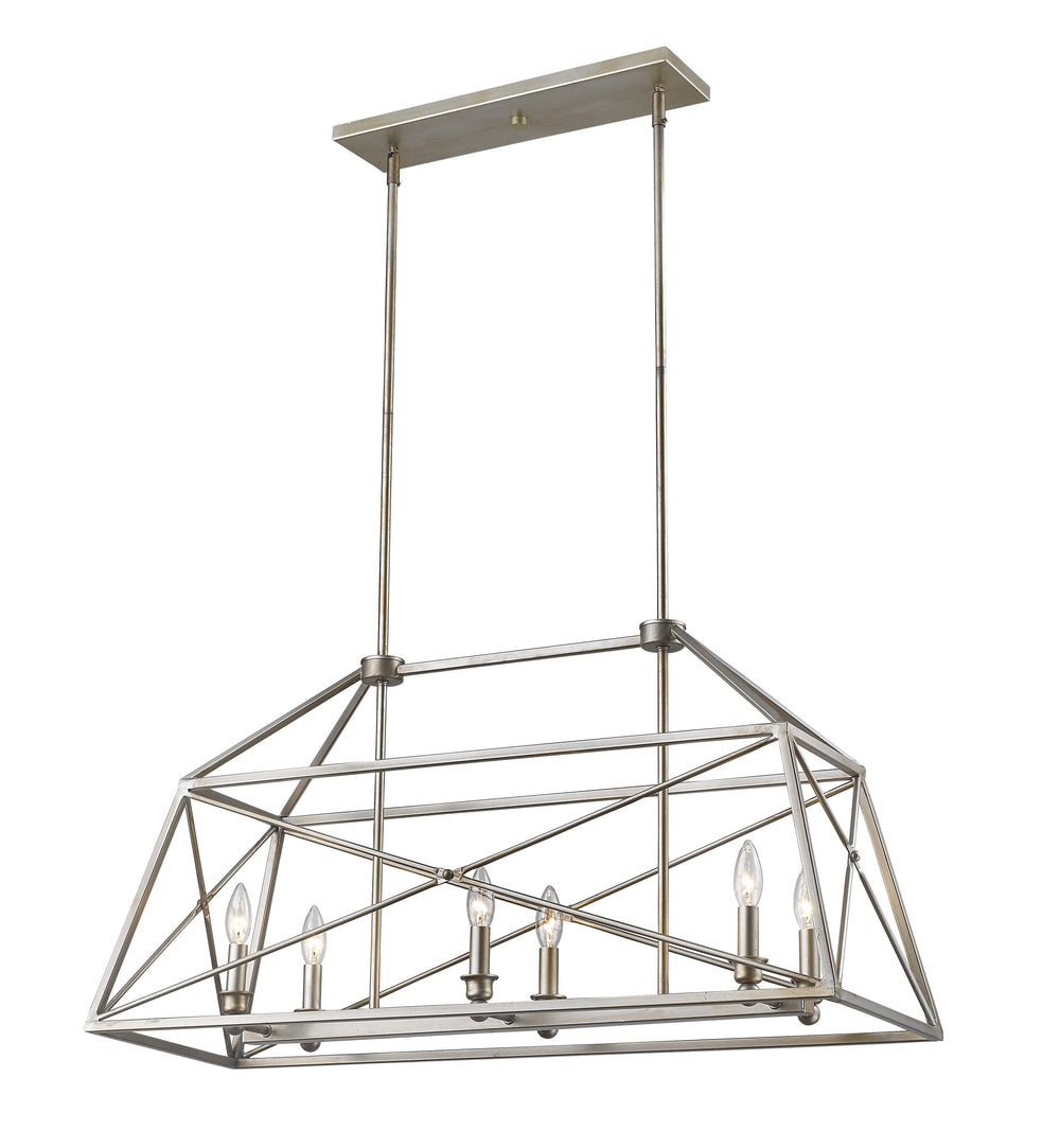 Trestle 6 Light Pendant in Antique Silver Finish