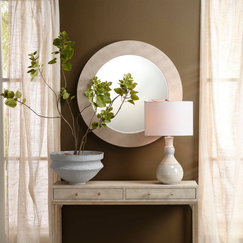 Droplet Ceramic Table Lamp with Linen Shade, Blue