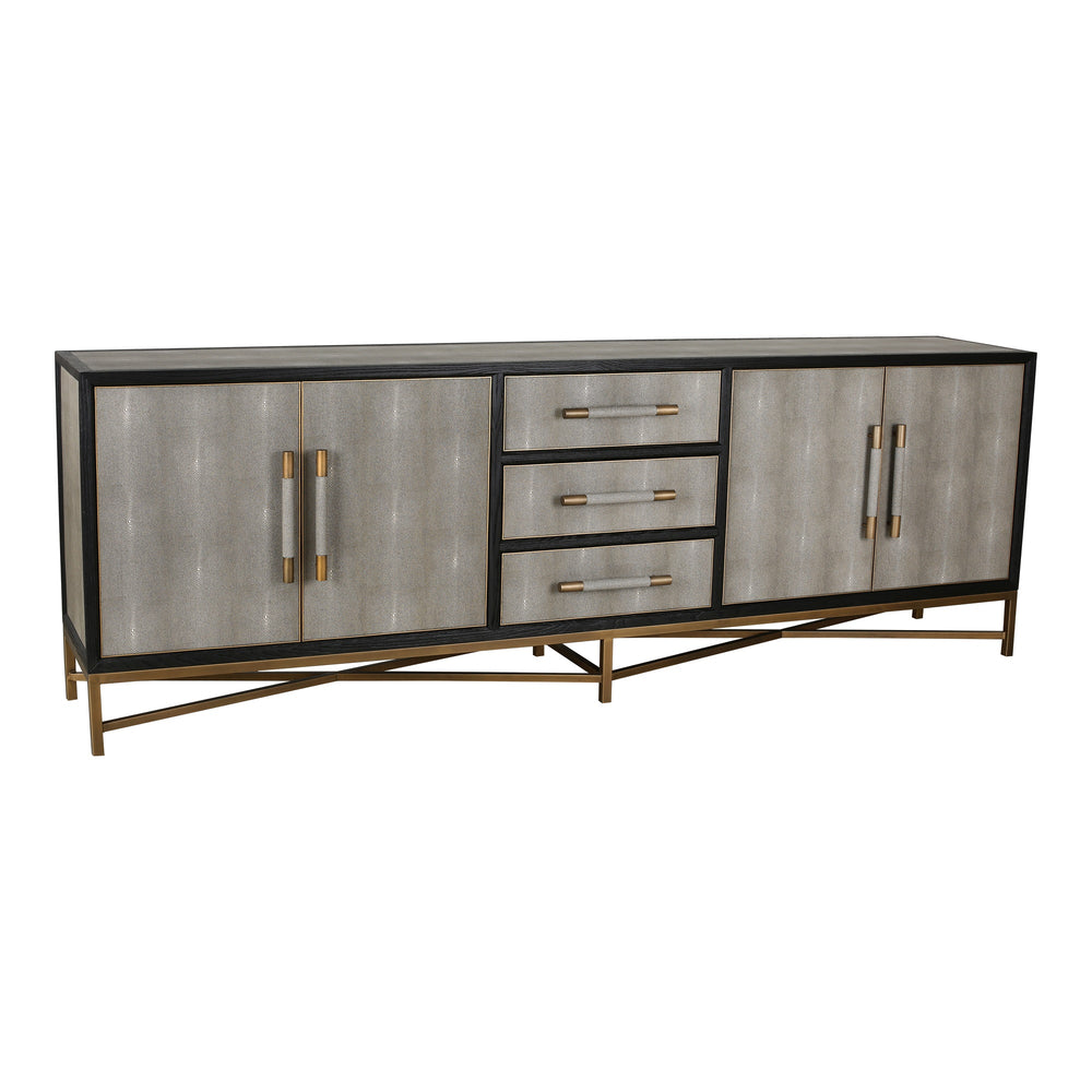 Moe's Mako Large Sideboard in Grey Oak with Gold Accents