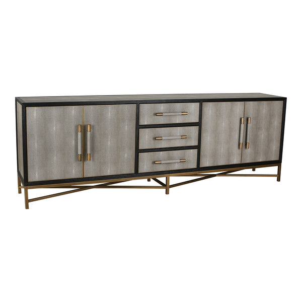 Moe's Mako Large Sideboard in Grey Oak with Gold Accents