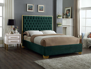 Jared Queen Bed In Green Velvet