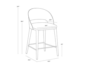 DEZIRAE COUNTER STOOL - BLACK - COGNAC LEATHER