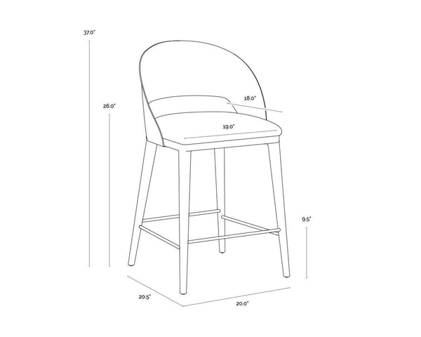 DEZIRAE COUNTER STOOL - BLACK - COGNAC LEATHER