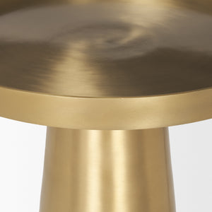 Roland Satin Brass Cast Aluminum Metal Accent Table