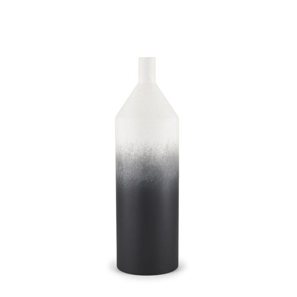 Townley Small White w/ Black Ombre Metal Vase