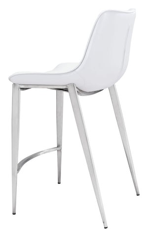 Magnus Counter Stool (Set of 2) White & Silver