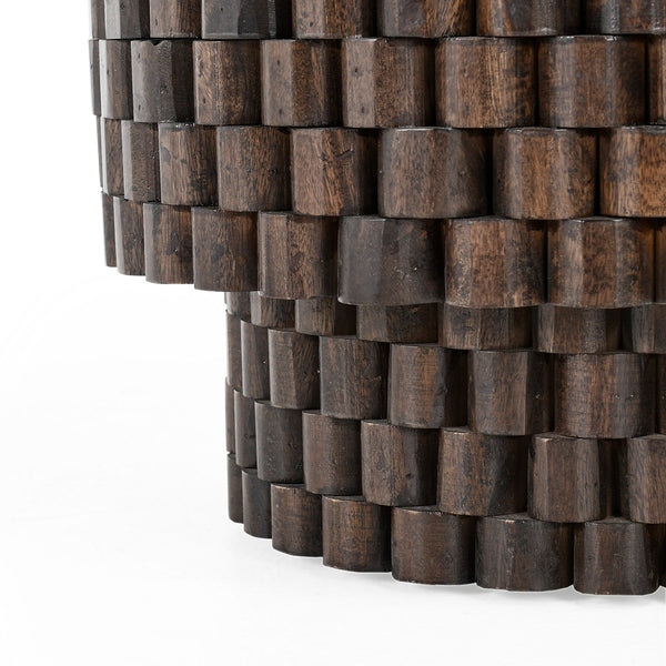 Norwood Solid Wood Round End Table - Bark Brown