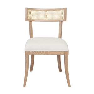 KLISMOS DINING CHAIR WITH CANE DETAIL IN CERUSED OAK