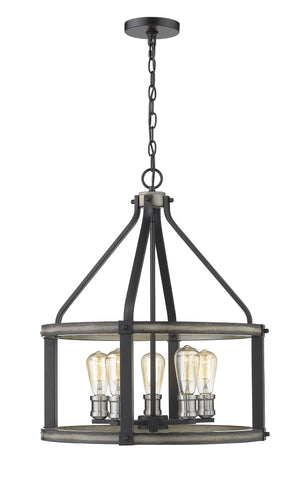Kirkland 5 Light Pendant in Ashen Barnboard Finish