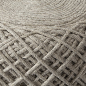 Allium Oatmeal Handwoven Wool Cylindrical Pouf