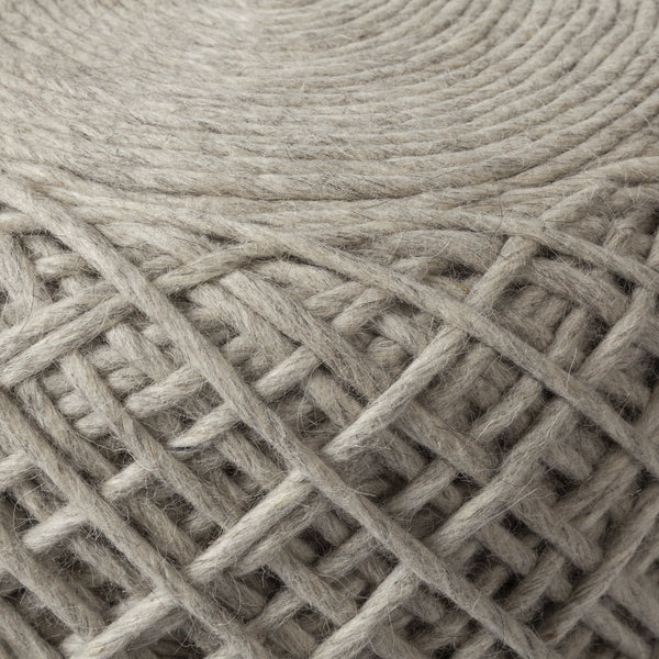 Allium Oatmeal Handwoven Wool Cylindrical Pouf