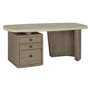 Angus Solid Wood Desk with Storage - Distressed Gray/Antique White