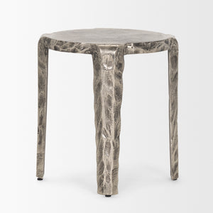 Randy Textured Silver Nickel Cast Aluminum Metal Accent Table