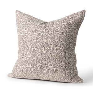 Jayne Beige w/ Merlot Print Linen Square Decorative Pillow Cover