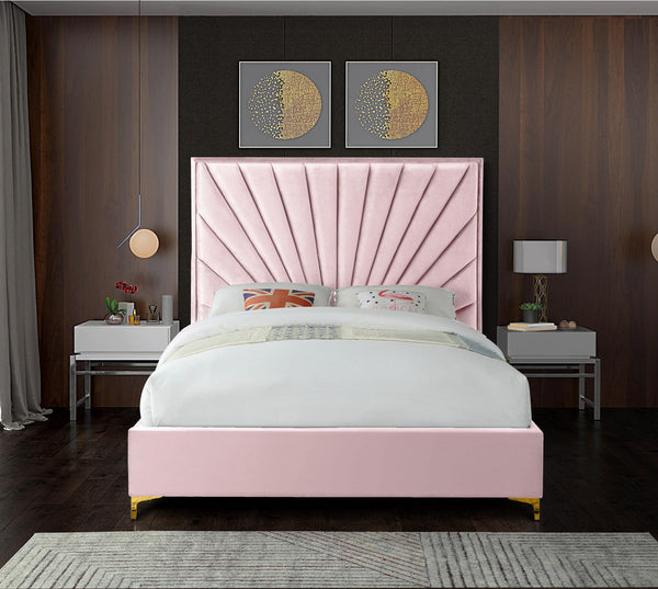 Wilfred Full Bed In Pink Velvet