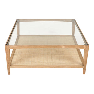 Moe's Harrington Natural Coffee Table with Cane Shelf