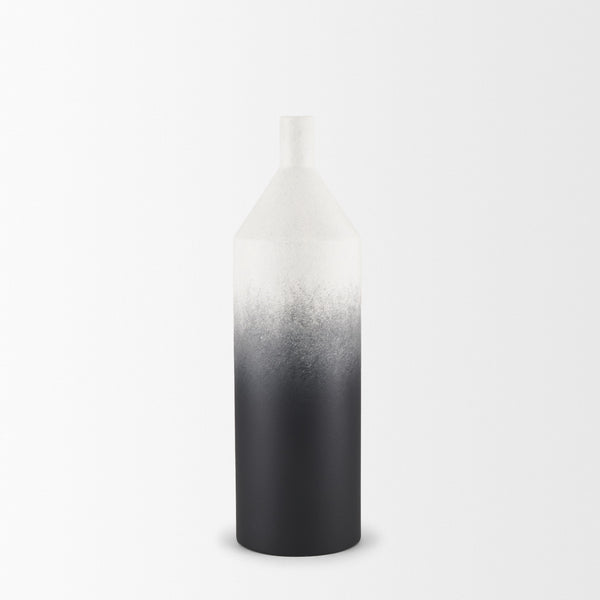 Townley Small White w/ Black Ombre Metal Vase