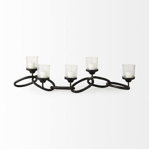 Quito Black Metal Chain-Link Five Candle Table Candle Holder