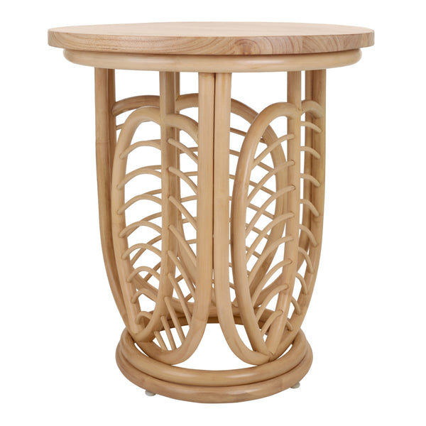 Ayra Rattan Side/End Table w/ Wood Top, Natural