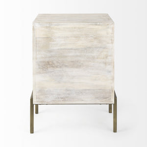Arelius 20L x 18W x 26H White Wood W/ Gold Metal Frame End/Side Table
