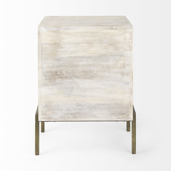 Arelius 20L x 18W x 26H White Wood W/ Gold Metal Frame End/Side Table