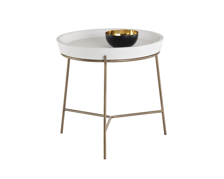 Remy End Table - Antique Brass - Ivory
